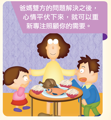 爸媽雙方的問題解決之後，心情平伏下來，就可以重新專注照顧你的需要。